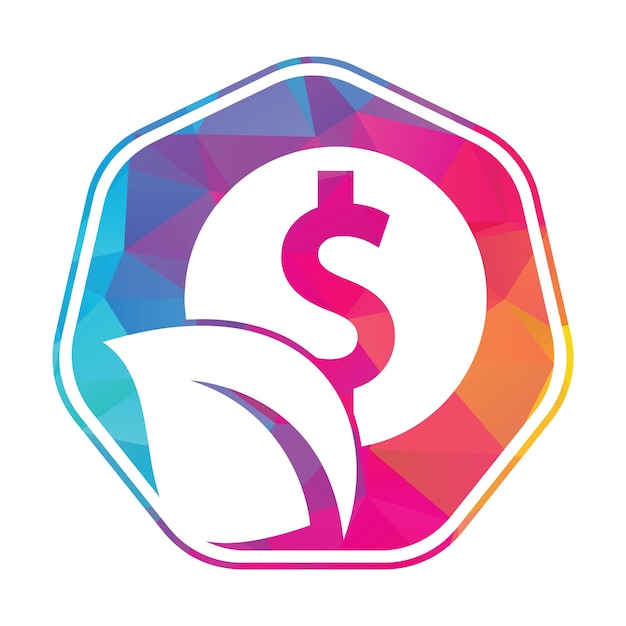 Combinación de moneda y logotipo de hoja Moneda y símbolo o icono ecológico