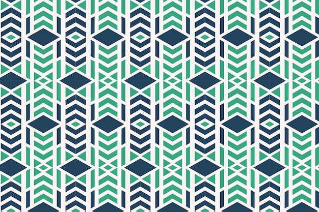 Combinación de ornamento geométrico de vector verde y azul Elegante patrón sin costuras con flechas de cuadrados