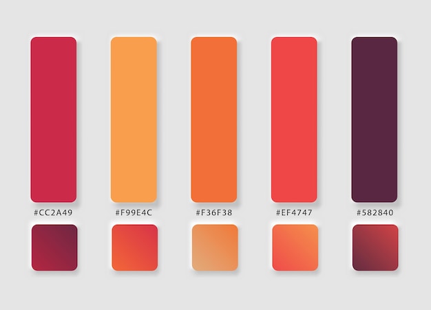 Combinación de paleta de colores vectoriales de diferentes paletas de colores en vector hexadecimal rgb