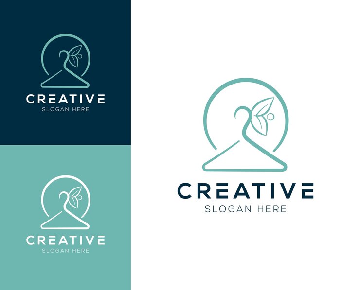 Combinación de percha y hojas abstractas diseño de logotipo ilustración vectorial