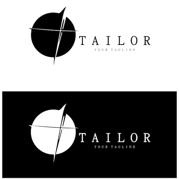 combinación de plantilla de ilustración de icono de logotipo de sastre de botones para hilo de ropa y máquina de coser