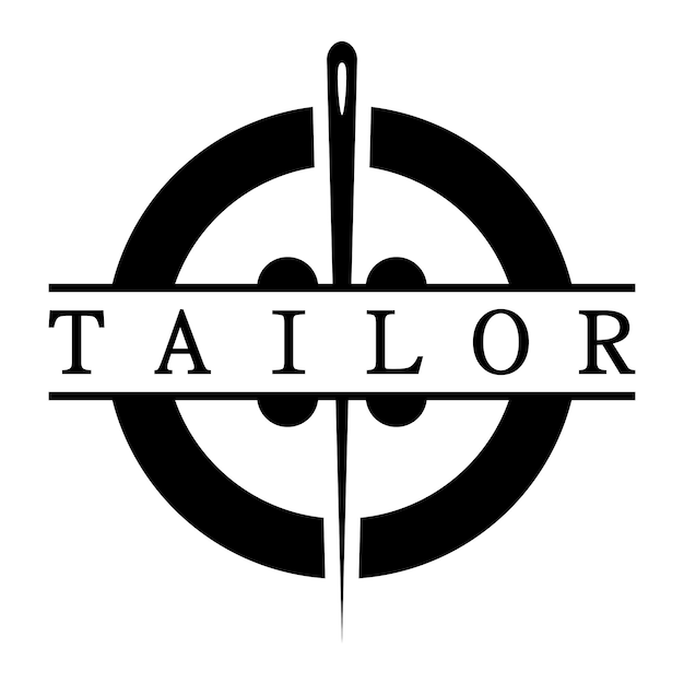combinación de plantilla de ilustración de icono de logotipo de sastre de botones para hilo de ropa y máquina de coser