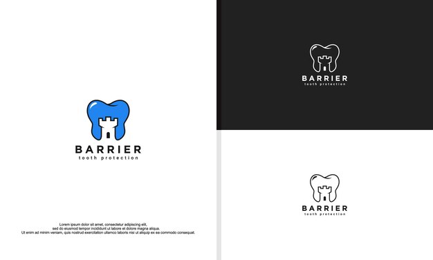 Combinación de protección dental de barrera de equipo y logotipo de fort dental