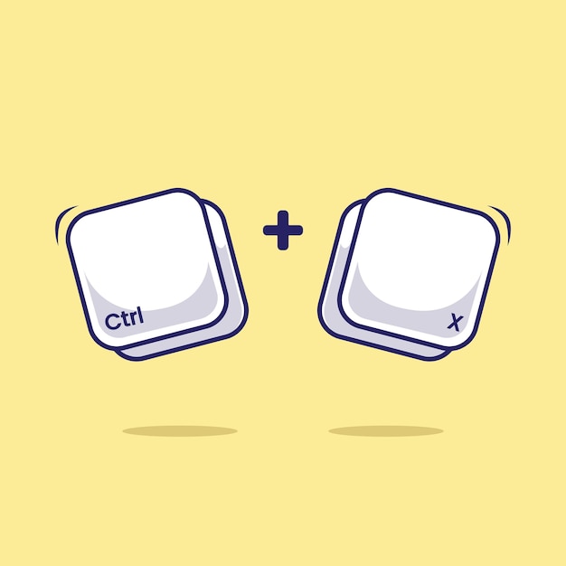 Combinado de teclado de la computadora atajo Ctrl X icono símbolo de objeto ilustración de la tecnología de escritura rápida