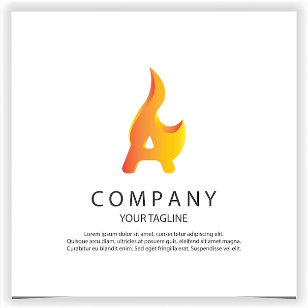 Combinando la letra A y el fuego en un concepto único e interesante logotipo creativo premium elegante plantilla vector eps 10