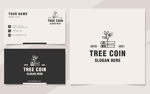Combine el logotipo de la moneda y el árbol con la plantilla de tarjeta de visita