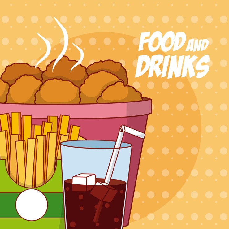 Vector combo de comida rápida con soda