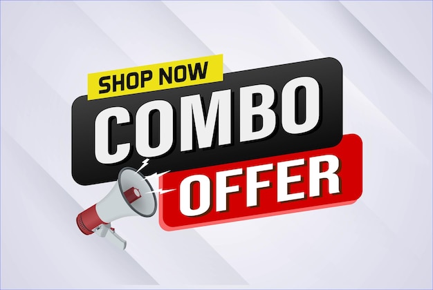 Combo oferta de venta palabra mega teléfono concepto ilustración vectorial y plantilla de página de aterrizaje de estilo 3D