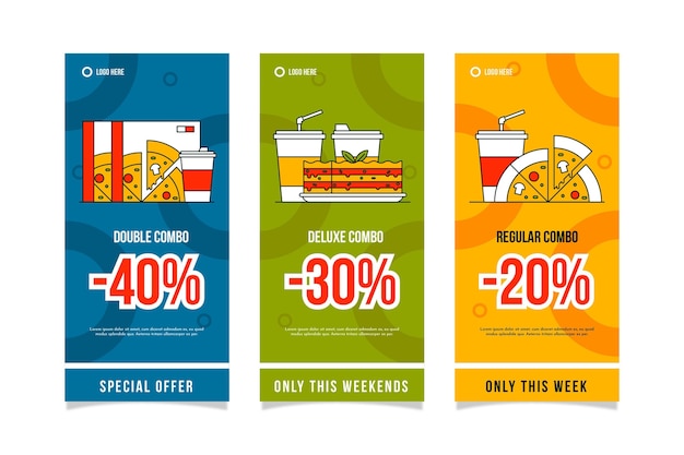 Vector combo ofrece banners verticales