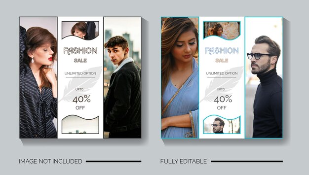 Combo vectorial de Instagram plantilla de banner de diseño de publicaciones en redes sociales