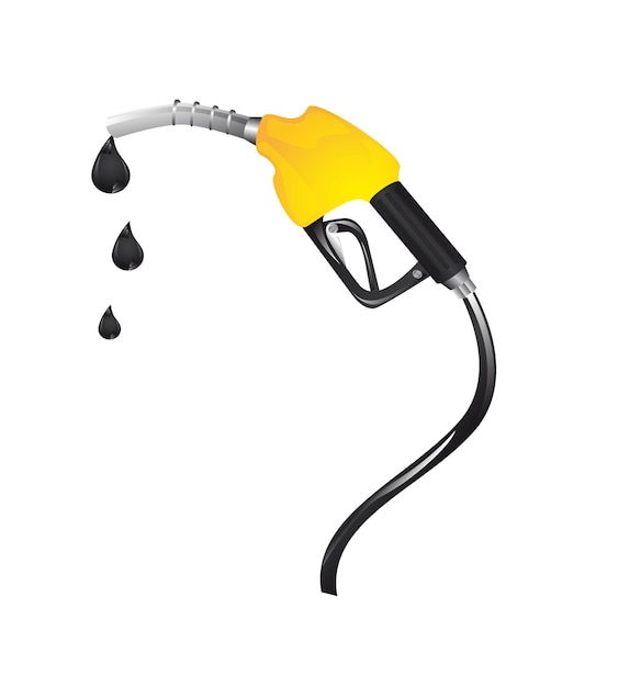 Vector combustible de gasolina amarillo con gotas sobre el vector de fondo blanco