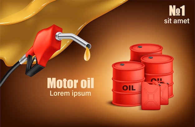 Vector combustible realista con bomba de gasolina sobre un fondo rojo