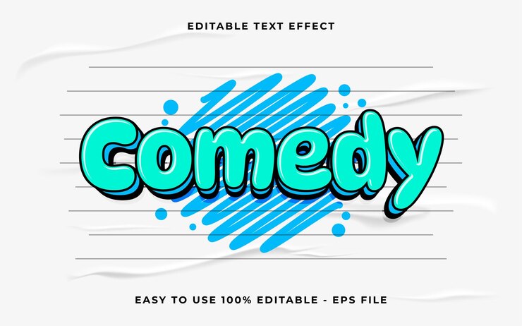 Vector comedia 3d efecto de texto vectorial editable efecto de texto de estilo simple