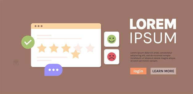 Comentarios de cinco estrellas y clientes que eligen la calificación de satisfacción, dejando un concepto de revisión positivo.