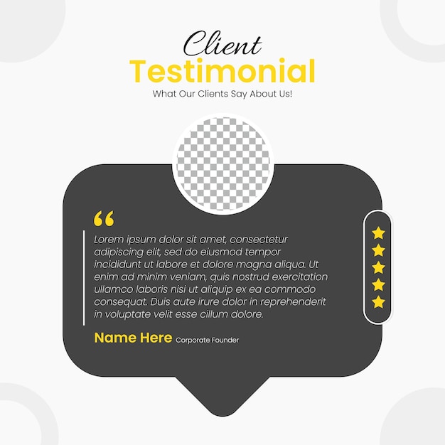 Comentarios del cliente Testimonio del cliente Publicación en redes sociales Plantilla de banner web