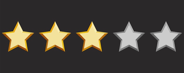 Comentarios de clientes con estrellas de oro Clasificación de satisfacción de tres estrellas Íconos vectoriales para aplicaciones e interfaz de usuario