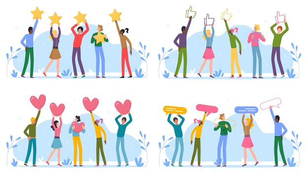 Comentarios de los clientes mejores opciones de selección mujer hombre cliente con estrellas le gusta