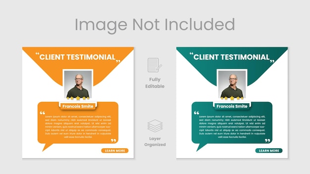 Comentarios de clientes o banner web testimonial para publicación en redes sociales