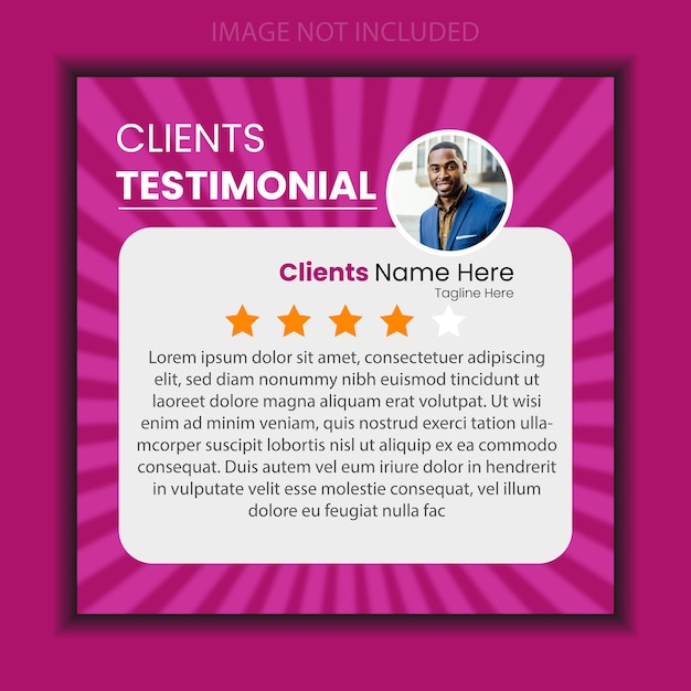 Comentarios de clientes o banner web testimonial para publicación en redes sociales