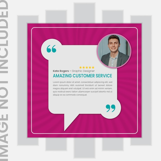 Comentarios de los clientes o testimonios de banner web para publicaciones en las redes sociales