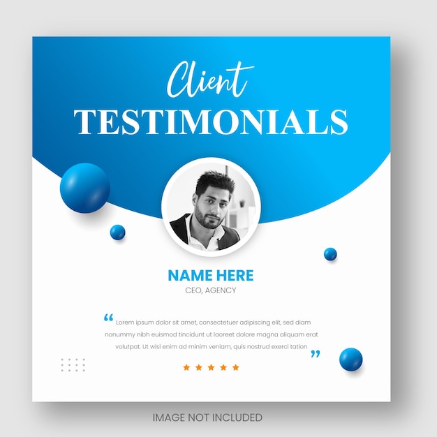 Los comentarios de los clientes o los testimonios de los clientes en las redes sociales publican una plantilla de banner web