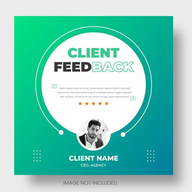 Los comentarios de los clientes o los testimonios de los clientes en las redes sociales publican una plantilla de banner web