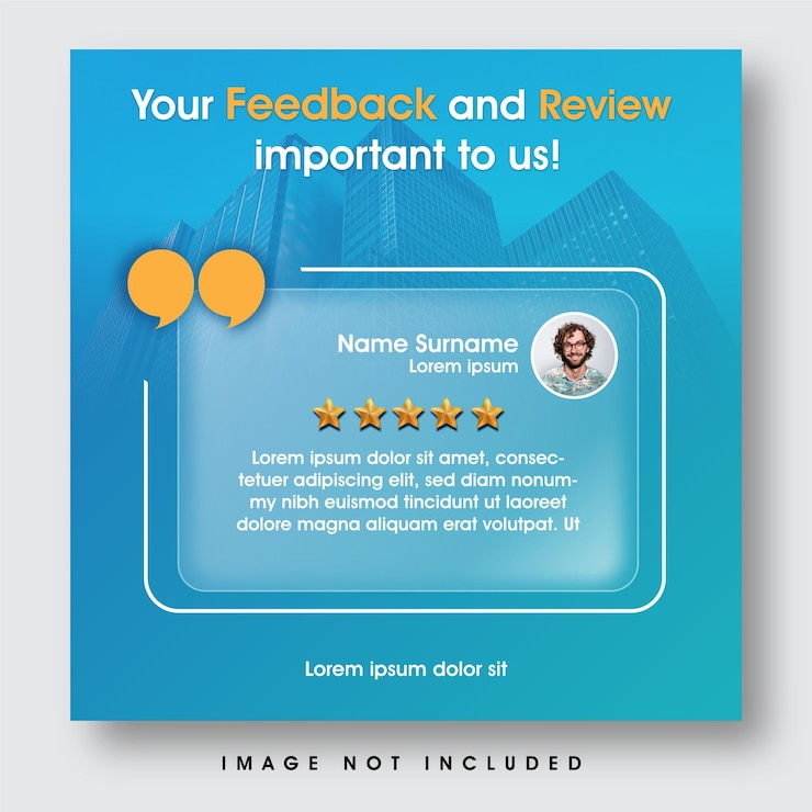 Comentarios de clientes o testimonios de clientes y revisión de clientes diseño de carteles de redes sociales