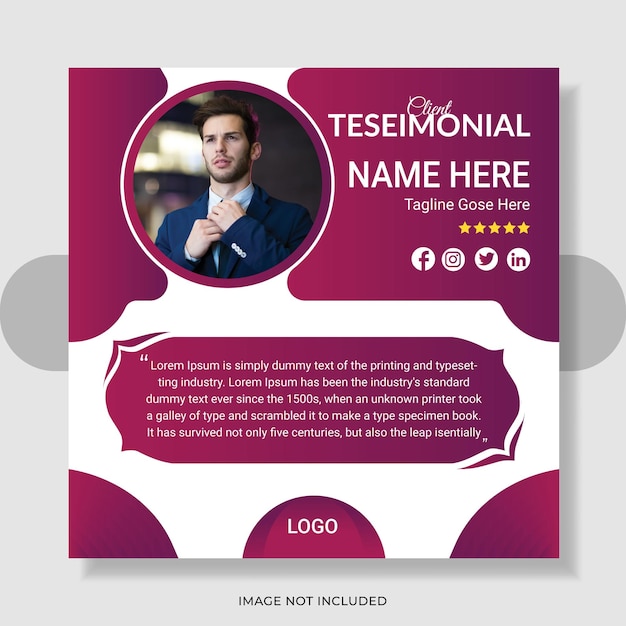 Comentarios de los clientes testimonio en las redes sociales publicación en la web plantilla de banner revisión del cliente diseño de la publicación
