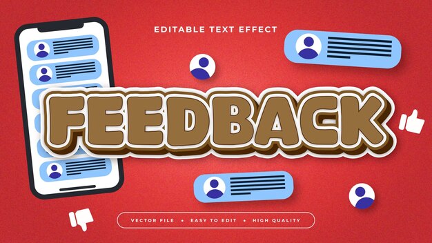 Comentarios coloridos estilo de fuente de efecto de texto editable en 3D