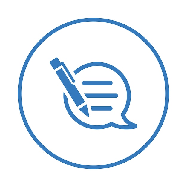 Comentarios escritura edición de texto icono diseño de color azul