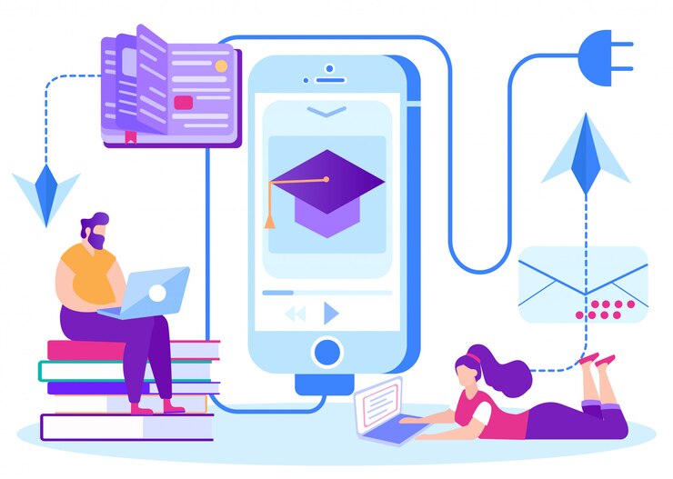 Vector comentarios del sistema de aprendizaje a distancia. e-learning.