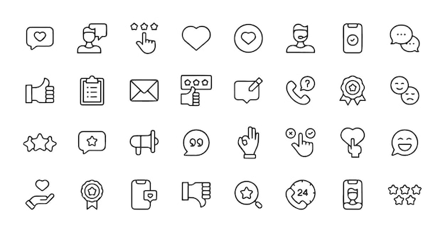 Comentarios y testimonios Iconos de línea Trucado editable Contiene iconos como Comentarios e testimonios