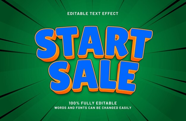 comenzar la venta efecto de texto editable en estilo de texto de descuento y promocional