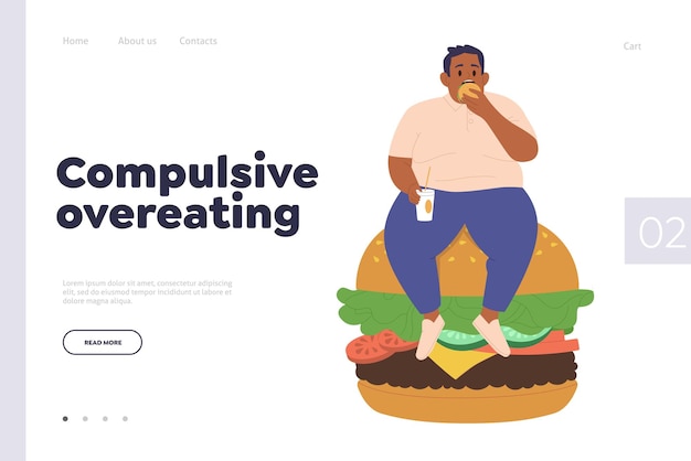 Comer en exceso compulsivamente, solución de problemas, orientación de terapia conductual relacionada con alimentos adictivos, tratamiento de trastorno por atracón, glotonería, superación de la plantilla de sitio web de página de inicio para servicio en línea