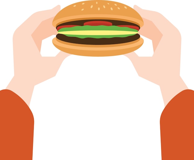 Comer una hamburguesa de fondo aislado
