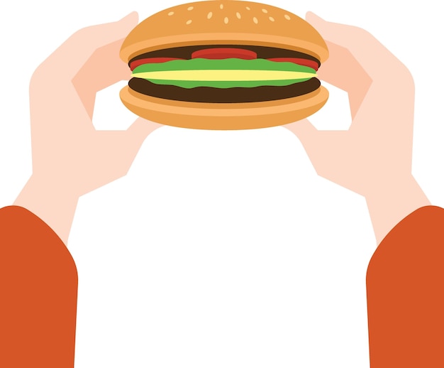 Vector comer una hamburguesa de fondo aislado