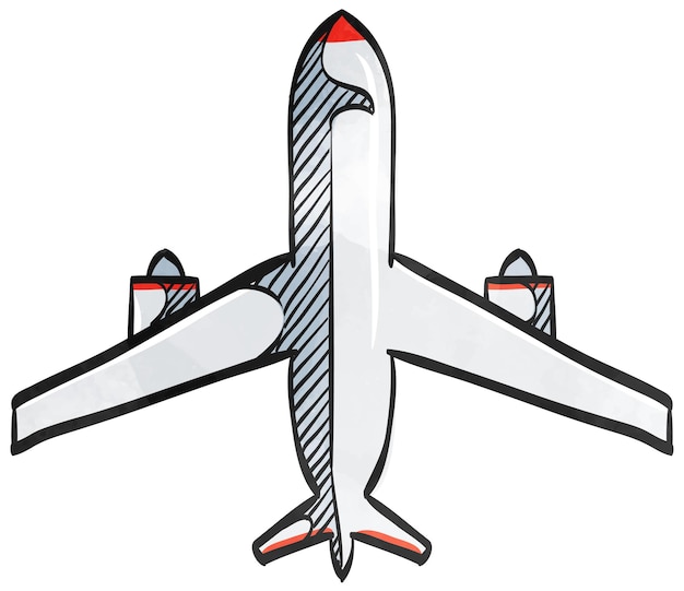 Comercial de avión de icono de estilo acuarela