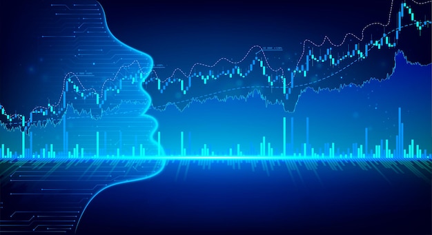 Comercio de acciones o divisas con inteligencia artificial analizando todos los indicadores