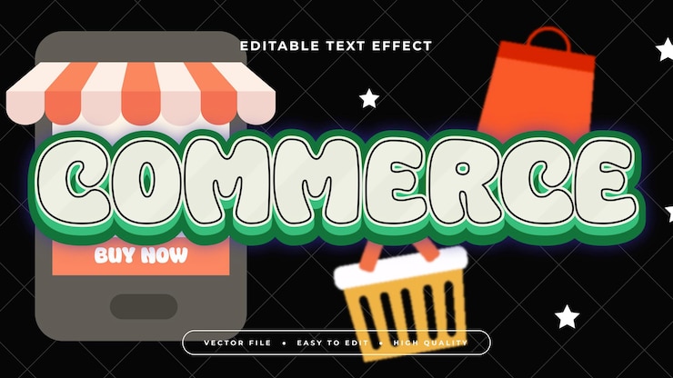 Vector comercio colorido estilo de fuente de efecto de texto editable en 3d