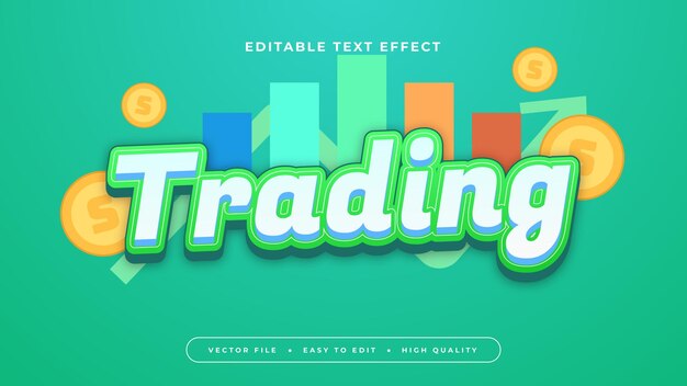 Comercio colorido estilo de fuente de efecto de texto editable en 3D