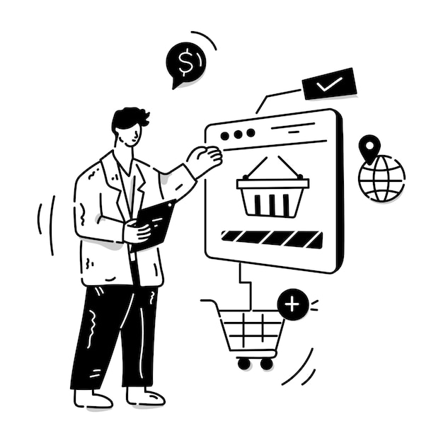 Vector un comercio electrónico de ilustración de pago en línea.