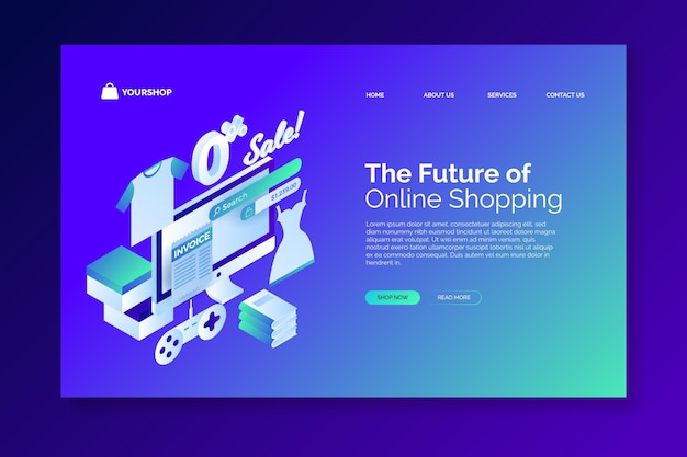 Comercio electrónico isométrico - páginas de destino