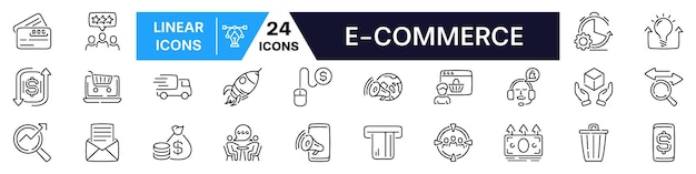 Comercio electrónico y negocios en línea Conjunto de iconos de línea