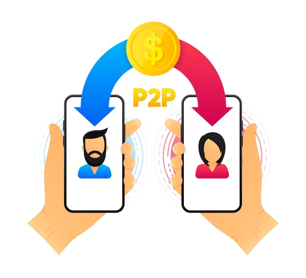 Comercio de igual a igual Préstamo P2P Criptocurrency Transacción virtual entre dos usuarios Moderno
