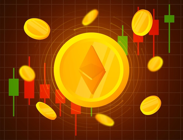 Comercio en línea de monedas de Etherium Criptomoneda Análisis técnico Gráfico de velas Bolsas de valores