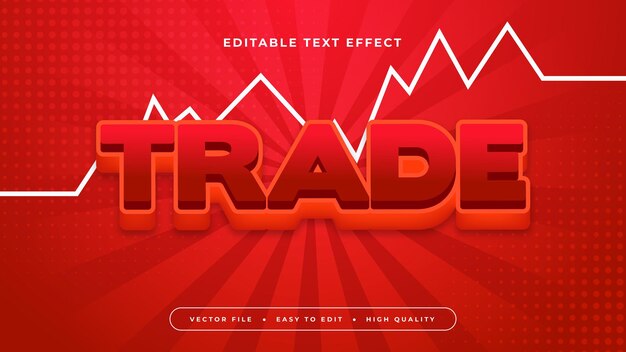 Comercio rojo y blanco estilo de fuente de efecto de texto editable en 3D
