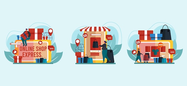 Comercio a través de diseño plano en línea