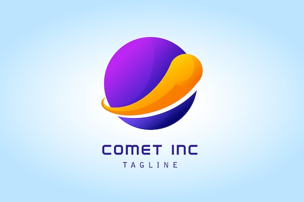 Cometa con logotipo de gradiente de planeta círculo para empresa.