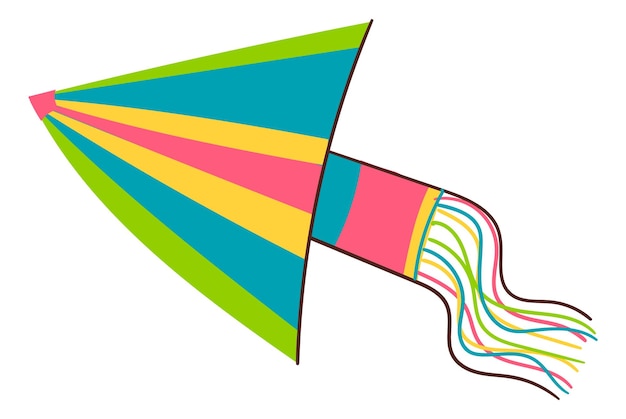 Cometa voladora Serpiente de aire colorida en el cielo Juguete de papel con cola de cinta Celebración de Makar Sankranti Juego de niños Entretenimiento de vacaciones Carnaval indio Ocio Vuelo de objeto brillante vectorial