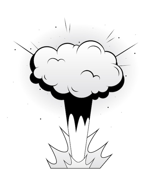 Comic explosion of set The fusion of design and cartoon design elements brings to life a dynamic blast depicted in striking black and white against a pristine white background Vector illustration